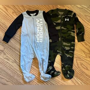 SOLD! TWO Under Armour Baby Sleep & Play Zip-Up Footed Outfit Pajamas Size 3-9M